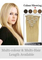 7 Pcs From 14" Straight Clip In Full Head Set 