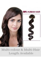Natural 20" Wavy Nail Tip Human Hair Extension 