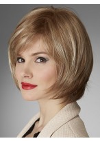 Medium Length Layered Human Hair Bob Wig 