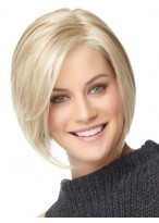 Straight Medium Length Human Hair Bob Wig 