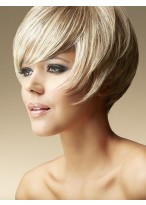 Short Layered Straight Human Hair Bob Wig 