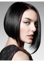 Straight Human Hair Longer Side Bob Wig 