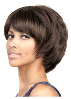 Side swept bang Chin length layered bob wigs 