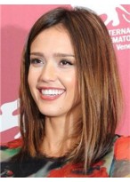 Jessica Alba Medium Straight Lace Front Human Hair Wig 