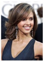 Jessica Alba Medium Wavy Lace Front Human Hair Wig 