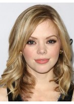 Dreama Walker Splendid Wavy Human Hair Lace Front Wig 