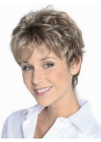 Slightly Wavy Lace Front Synthetic Gray Wig 