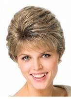 Synthetic Wavy Capless Gray Wig 