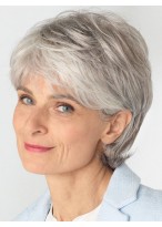 Straight Lace Front Grey Wig For Women 