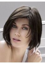 Medium Length Gloss Straight Human Hair Wig 