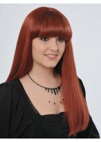 22" Straight Full Lace Human Hair Wig With Bangs 