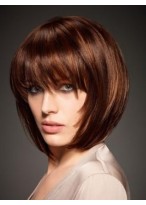 Silky Short Bob Wig With Eye-Length Full Bang 