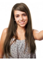 Front Lace Long Straight Human Hair Wig 