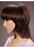 Short Straight Remy Human Hair Capless Wig 