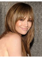 Long Straight Capless Remy Human Hair Wig With Bangs 