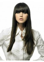 Long Straight Capless Human Hair Wig With Bangs 