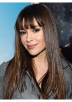 Long Straight Human Hair Wig With Bangs 