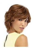 Short Shag Mono Top Human Hair Wavy Wig 