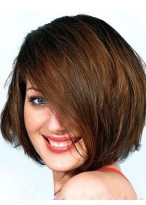Medium Length Human Hair Capless Wig 