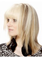 Medium Length Lovely Human Hair Capless Wig 
