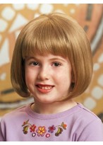 Short Bob With Full Bangs Girl's Wig 