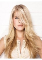 Long Diaphanous Straight Synthetic Lace Front Wig 