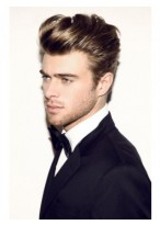 Wavy Full Lace Short Remy Human Hair Men Wig 