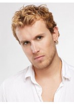 Short Wavy Blonde Synthetic Men Wig 