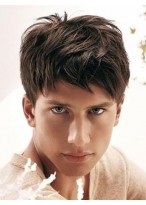 Short Remy Human Hair Capless Mens Wig 