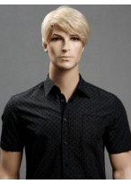 Capless Straight Blonde 6 Inch Medium Men Wig 