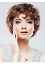 Capless Brown Wavy Short Boycuts Wig 