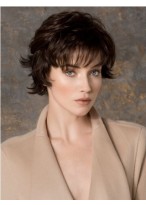 Short Wavy Monofilament Brown Cheap Wig 
