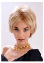 Feminine Short Wavy Monofilament Blonde Wig 