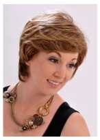 Short Wavy Monofilament Brown Wig 