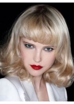 Medium Length Gracious Wavy Capless Synthetic Wig 