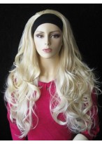 Long Synthetic Tumbling Wavy 3/4 Wig 