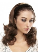Wavy 3/4 Wig With Hard Velvet Attached Headband 