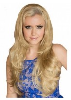Alluring Long Wavy Blonde 3/4 Wig 