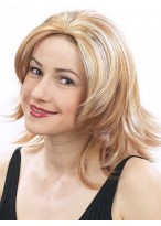 Straight Capless Medium Synthetic Hair 3/4 Wig 