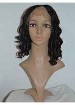 Shoulder Length Wavy Remy Human Hair U Part Wig 