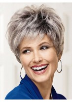 Wonderful Layered Crop-style Gray Wig 