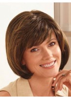 Fashion Straight Capless With Bangs Remy Human Hair Wig 
