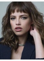 Shoulder Length Wavy Capless Remy Human Hair Wig 