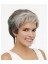 Synthetic Rounded Fringe Wavy  Gray Wig