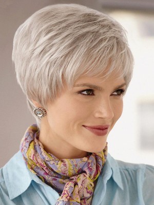 Modern Short Cut Lace Front Gray Wig