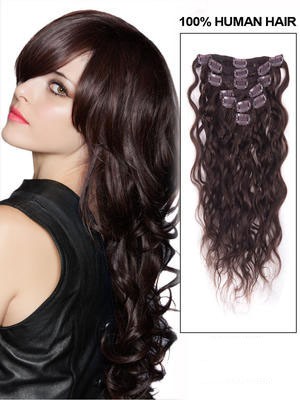 14" Wavy Medium Remy Hair Extension With Clips