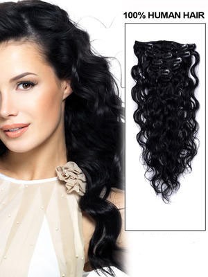 14" Gorgeous Wavy Human Hair Extension With Clips