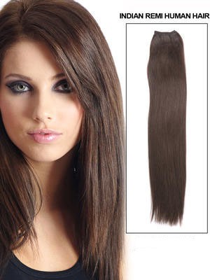 18" Long Straight Human Hair Extension With Clips