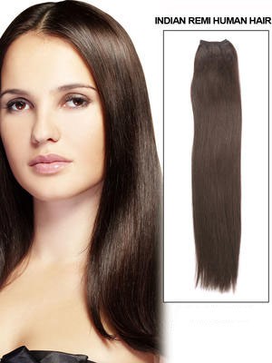 24" Long Straight Remy Hair Extension With Clips