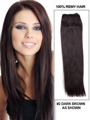 16" Straight No Clips Human Hair Extensions